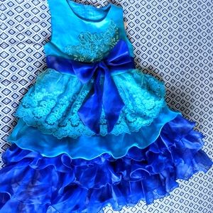 Blue and pink dresses for girls 5 to 6 years size.